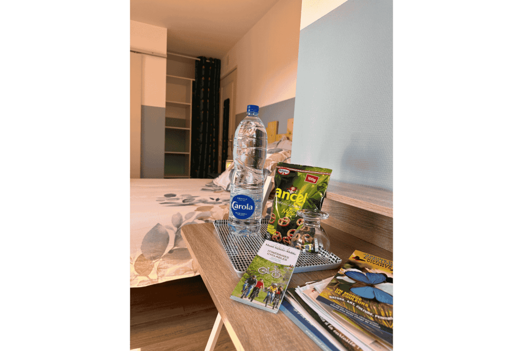 Les Cigognes de Rosheim - Chambre d'hôte la Cigogne Bleue - Bureau avec cadeau et brochures touristique