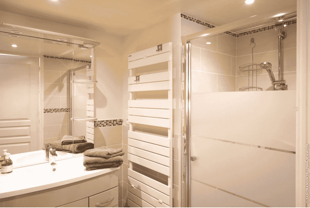 Les Cigognes de Rosheim - Gîte la Cigogne Verte - Salle de bain avec douche italienne